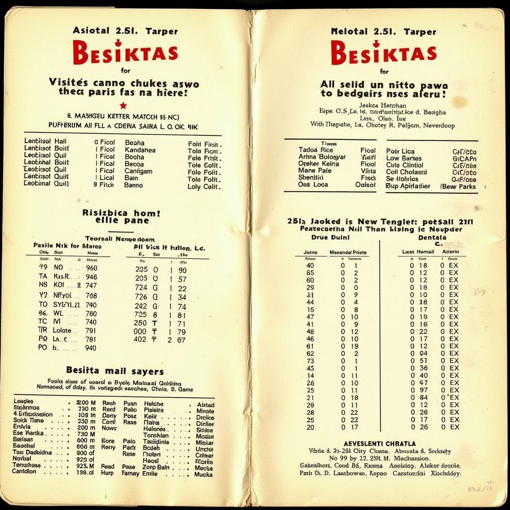 Besiktas Vintage Match Program