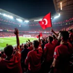 Beşiktaş fans celebrating a victory at Vodafone Park