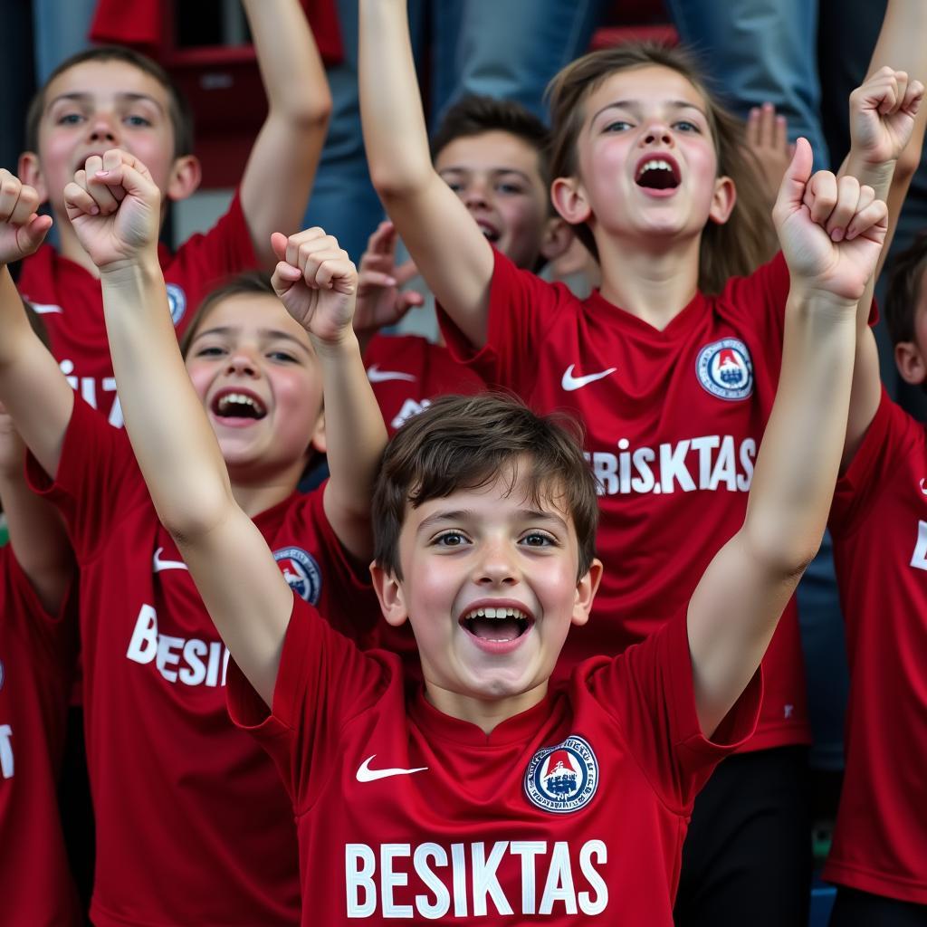 Young Besiktas Fans Celebrating a Victory