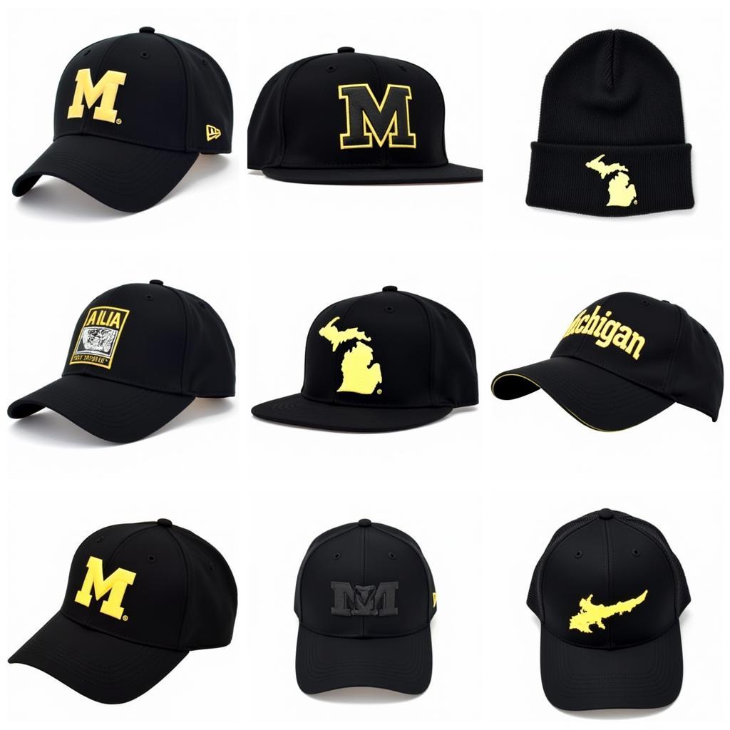 Various Styles of Black Michigan Hats