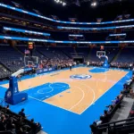 NBA Basketball Court with Blue Accents