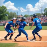 Blue Softball Team in Action