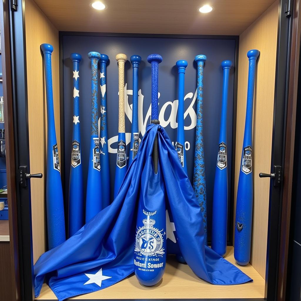 Blue Wooden Baseball Bat Collection