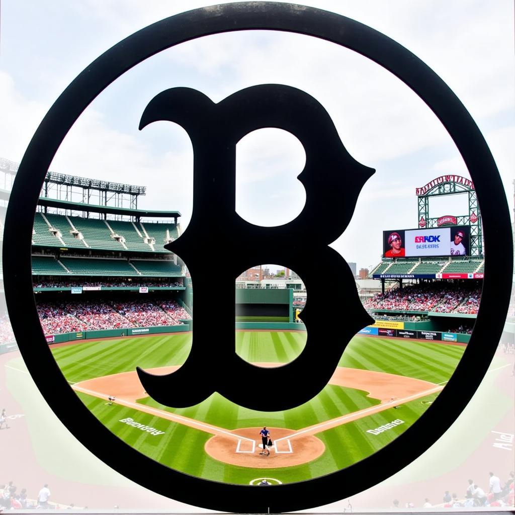 Boston Red Sox Black and White Logo Displayed at Fenway Park