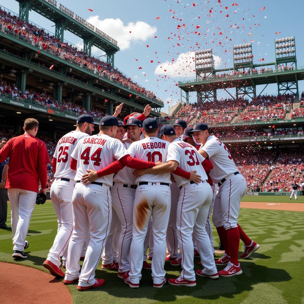 Boston Red Sox Celebrating at Fenway Park