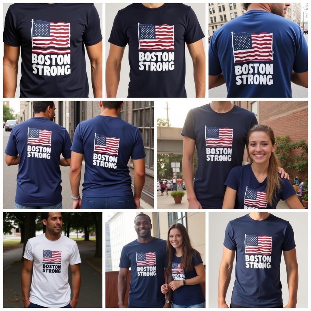 People Wearing Boston Strong T-shirts