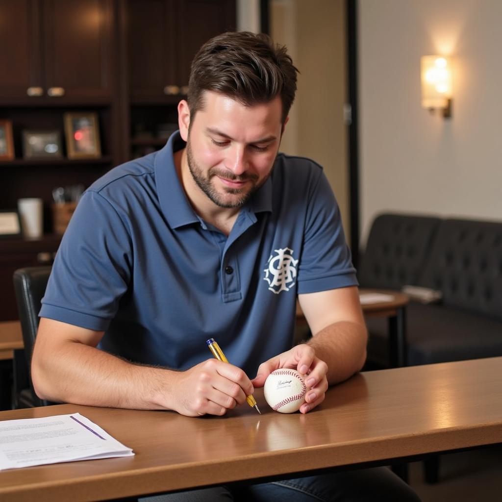 Bryson Stott Signing a Baseball