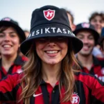 Besiktas fan wearing a wide-brimmed bucket hat