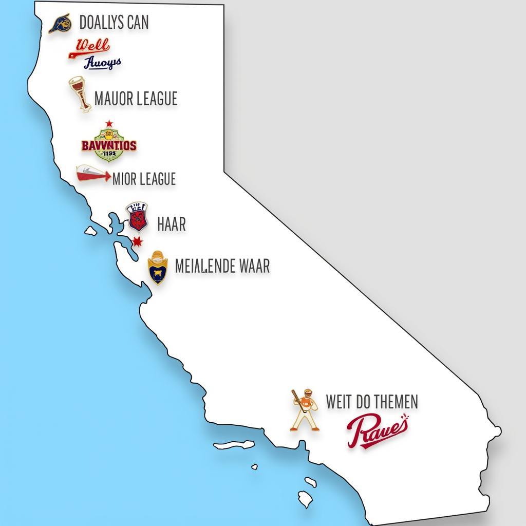 Map of California Highlighting Baseball Teams