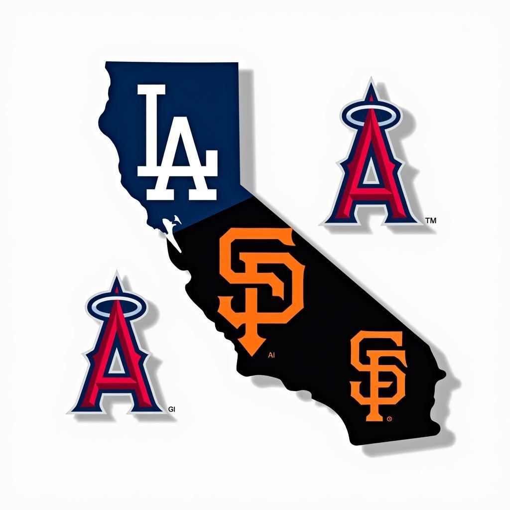 California MLB Teams - Dodgers, Angels, Giants, and Padres