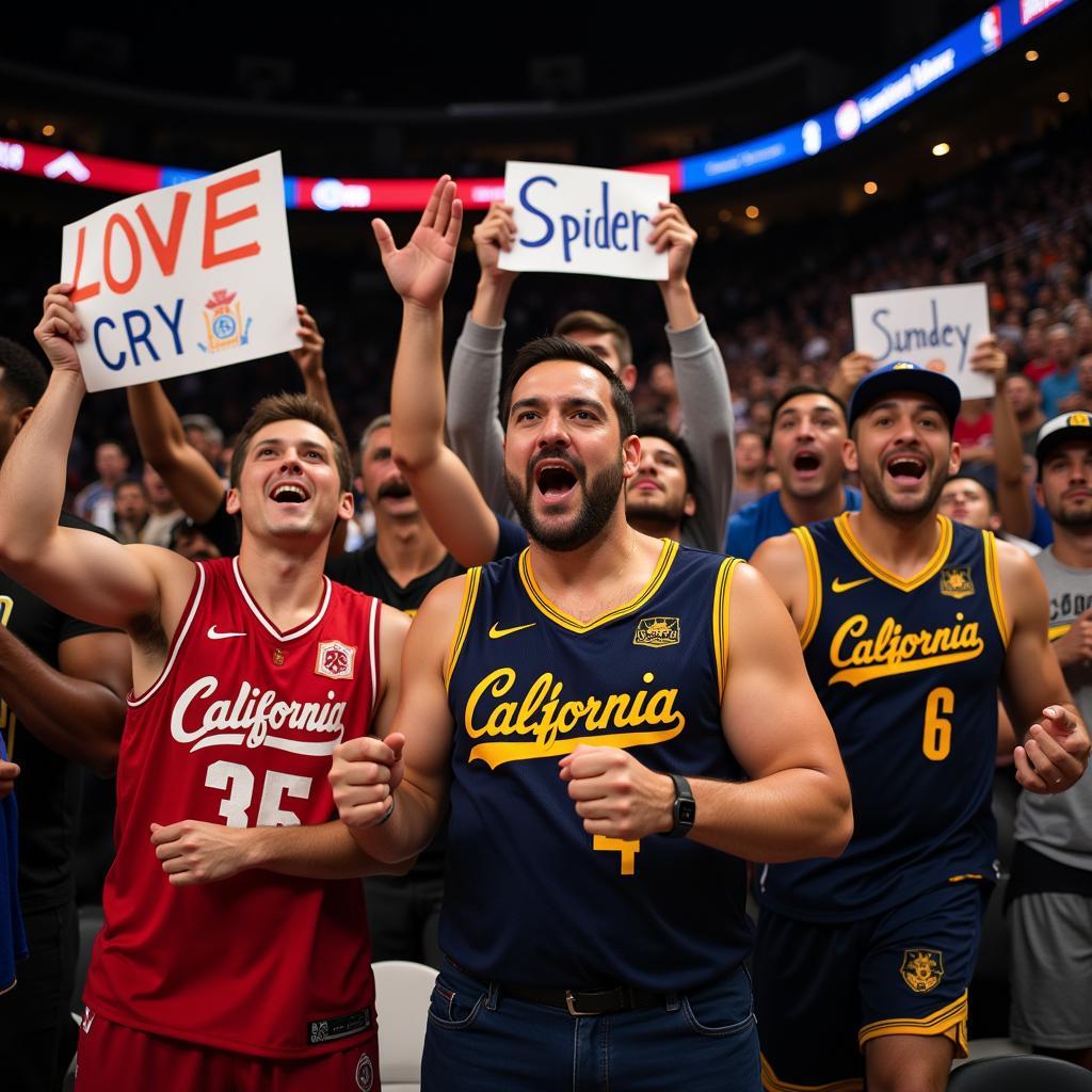 Fans Cheering at a California NBA Game