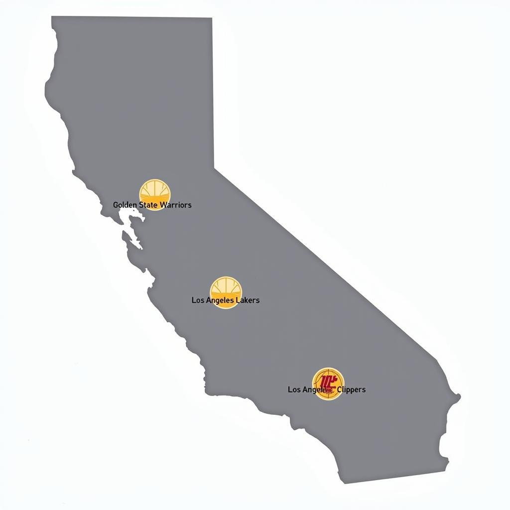 Map of NBA Teams in California