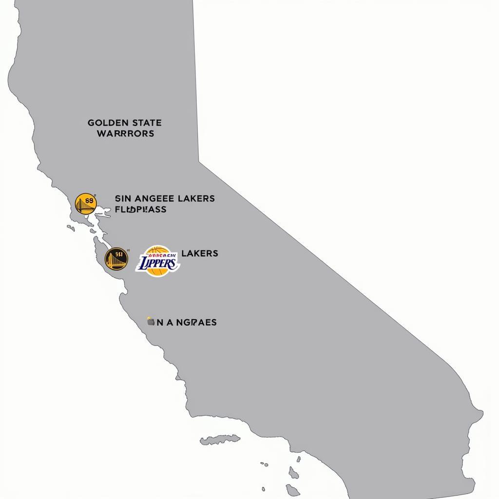 Map of California NBA Teams