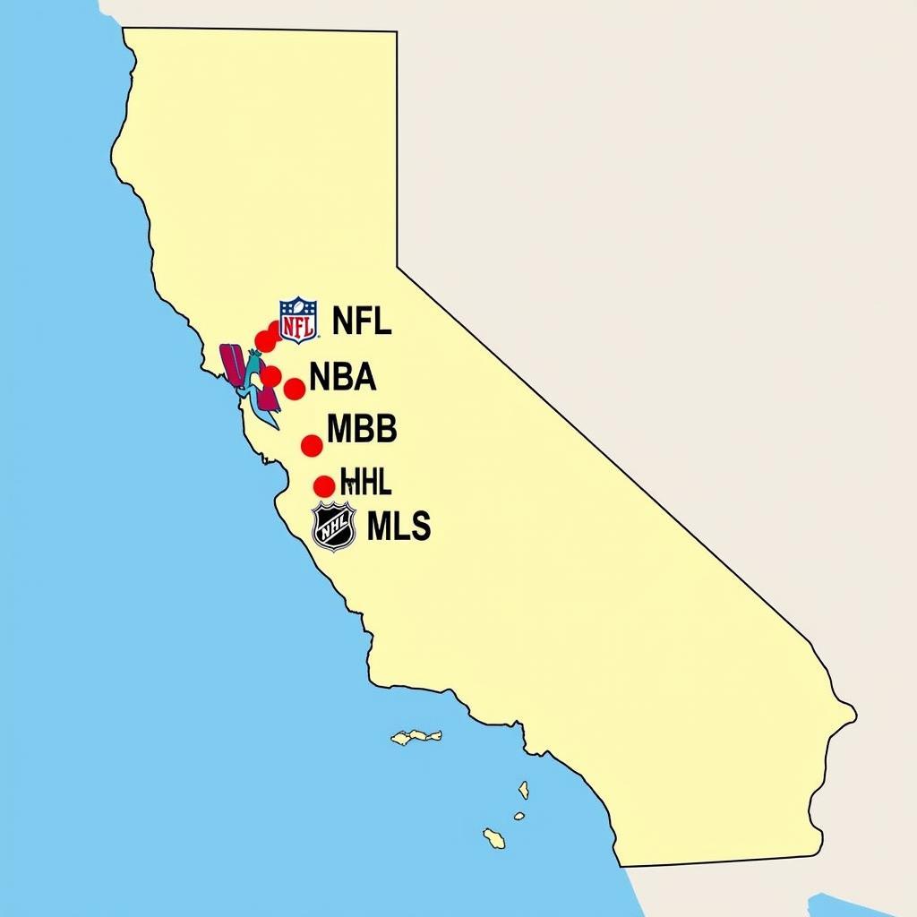 California Professional Sports Teams Map