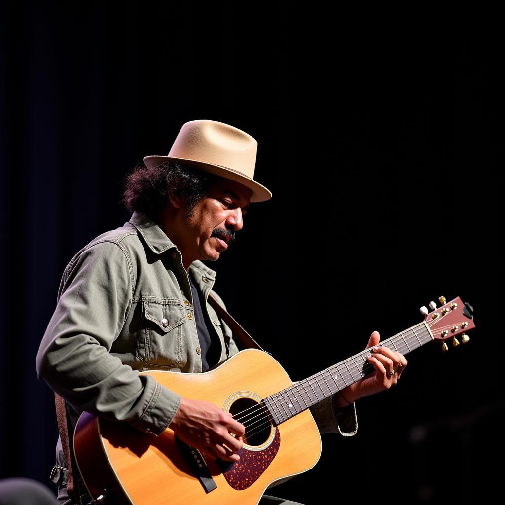 Carlos Santana Playing Guitar Without His Hat