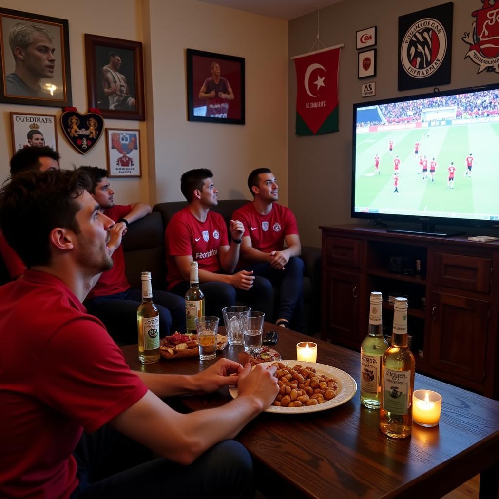 Besiktas Fans Watching Game at Home with Casamigos