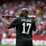 Cecil Fielder in his classic black and white Besiktas jersey.