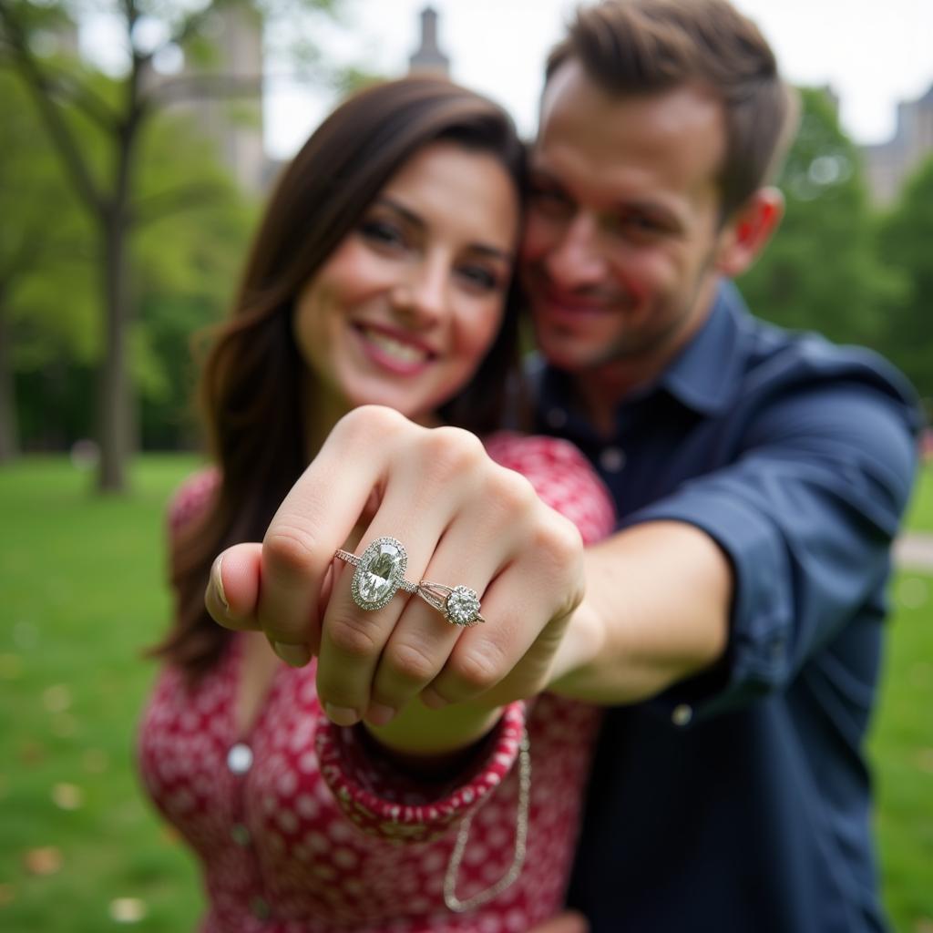 A romantic proposal in Central Park featuring a stunning Frank Darling engagement ring.