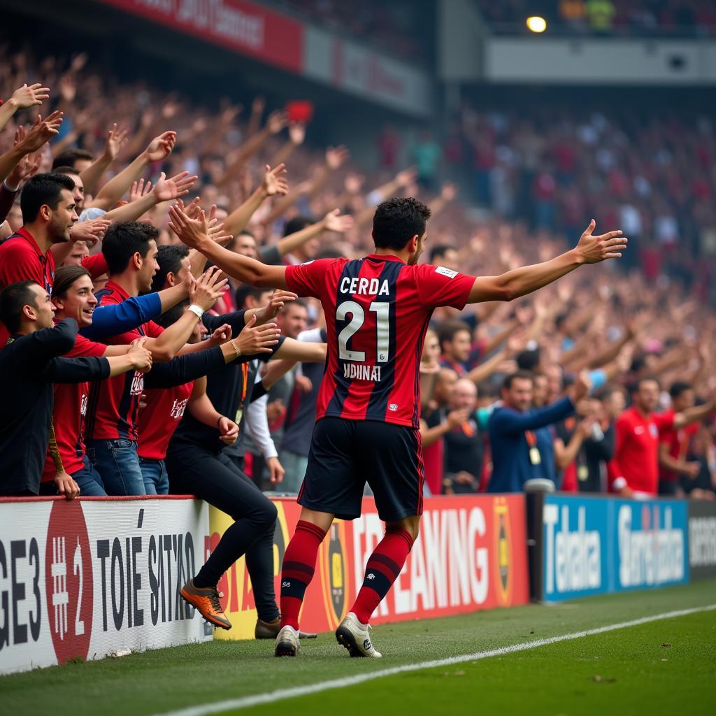 Cerda celebrating with Beşiktaş fans