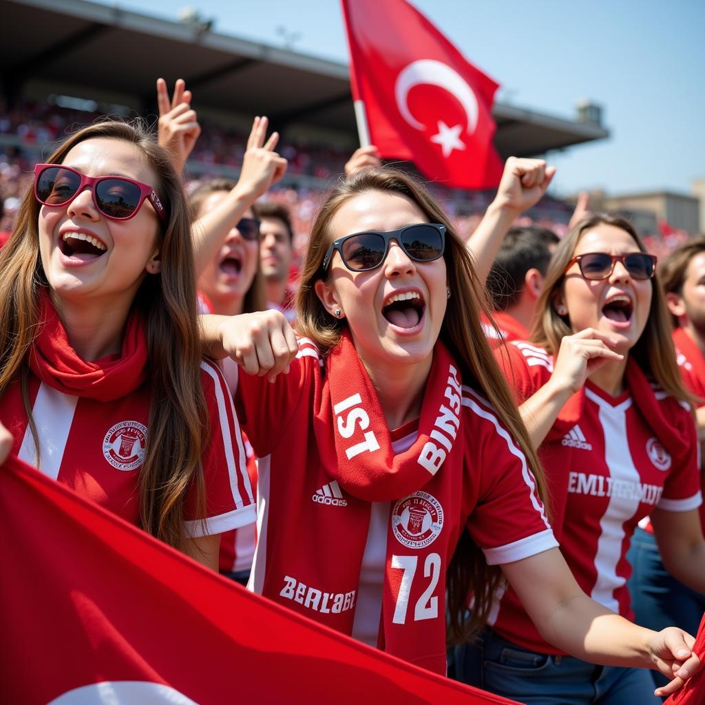 Fans wearing cheap sunglasses at a Besiktas match