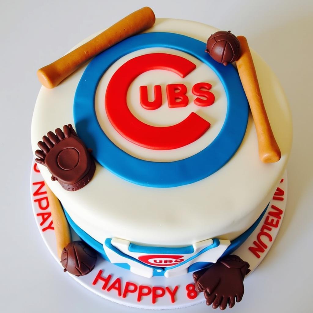 Chicago Cubs Cake with Fondant Decorations