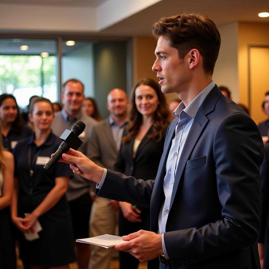 Christian Yelich Speaking at a Charity Fundraiser