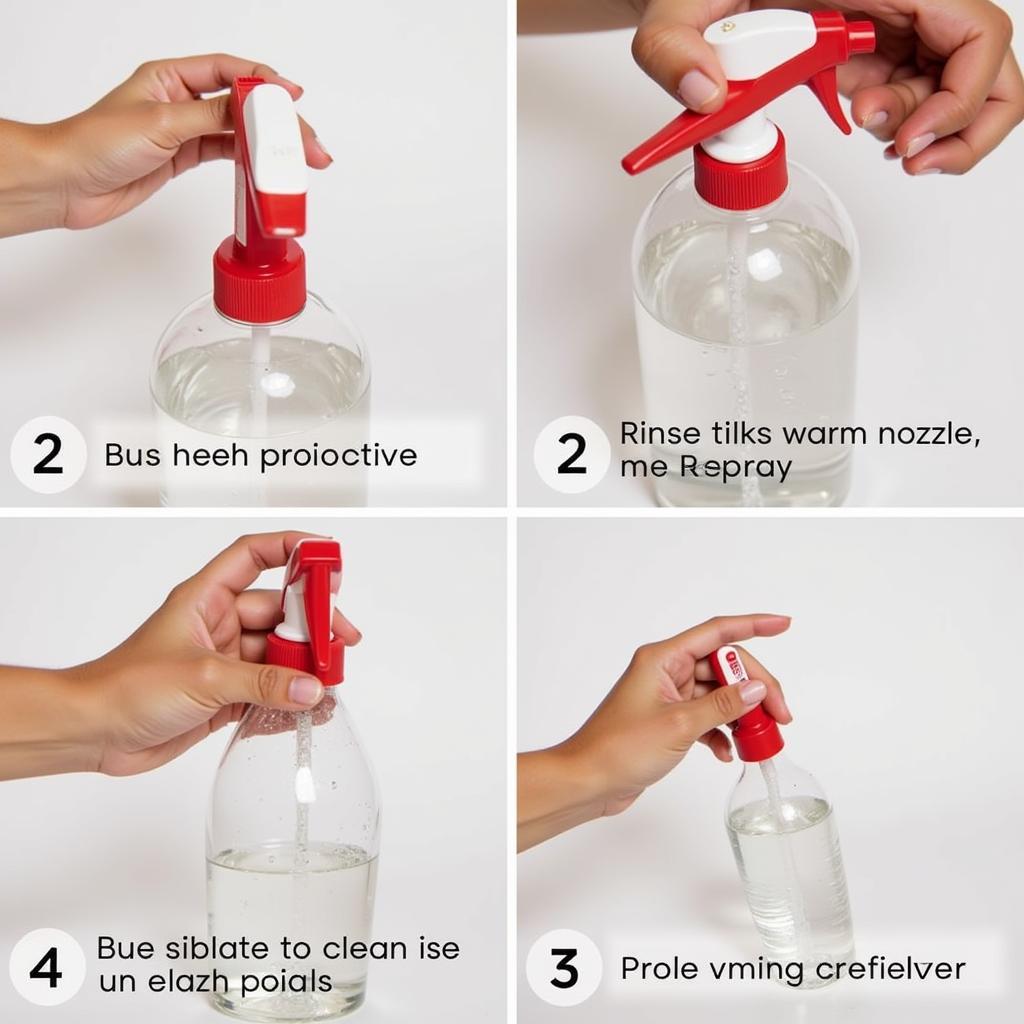 Cleaning a small spray bottle for hair