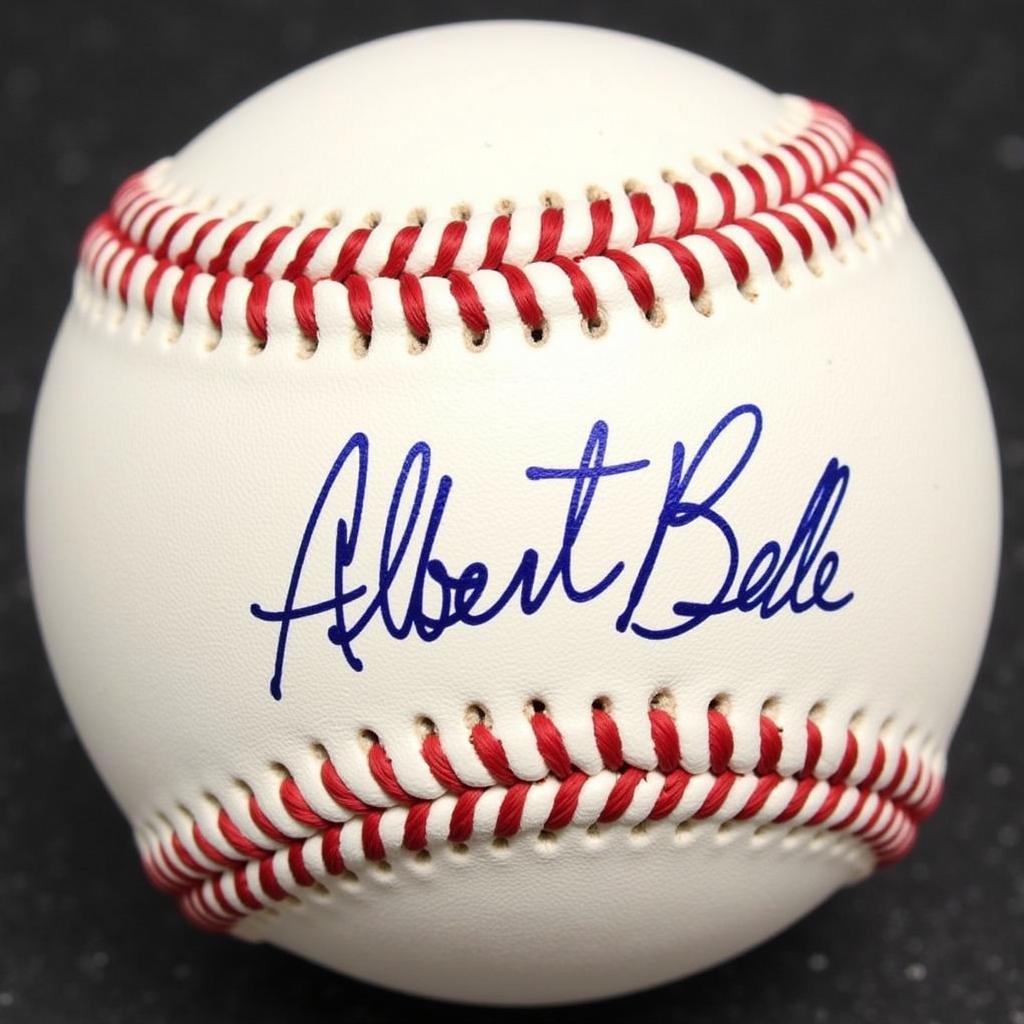 Close-Up of Albert Belle Signature on a Baseball