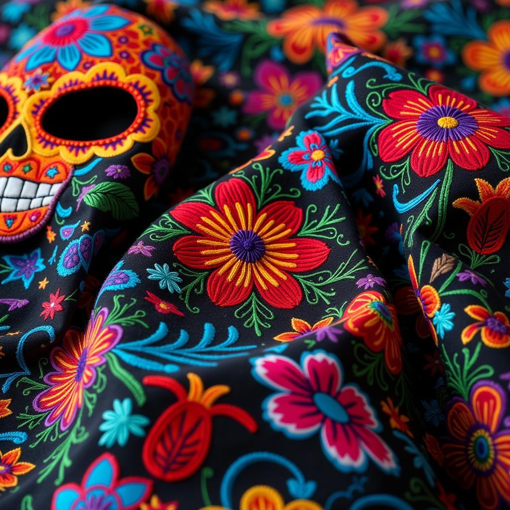 Close-up of Besiktas Dia de los Muertos Shirt Fabric