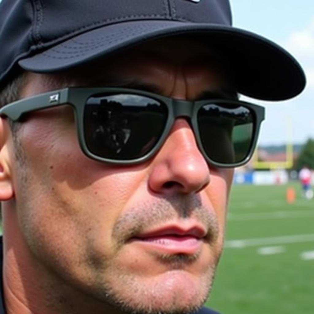 Close-up of Umpire Eyes Behind Sunglasses During a Football Match