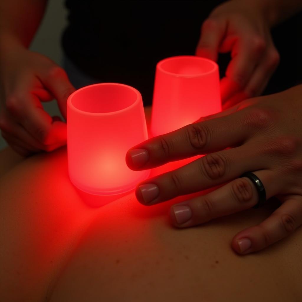 Close-Up of Red Light Cupping on a Person's Back