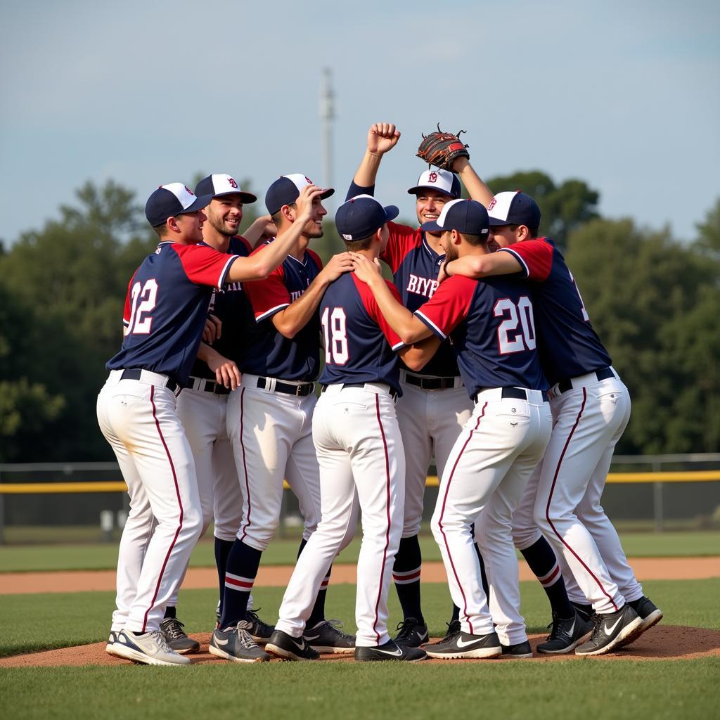 College Baseball Team Celebrates a Victory