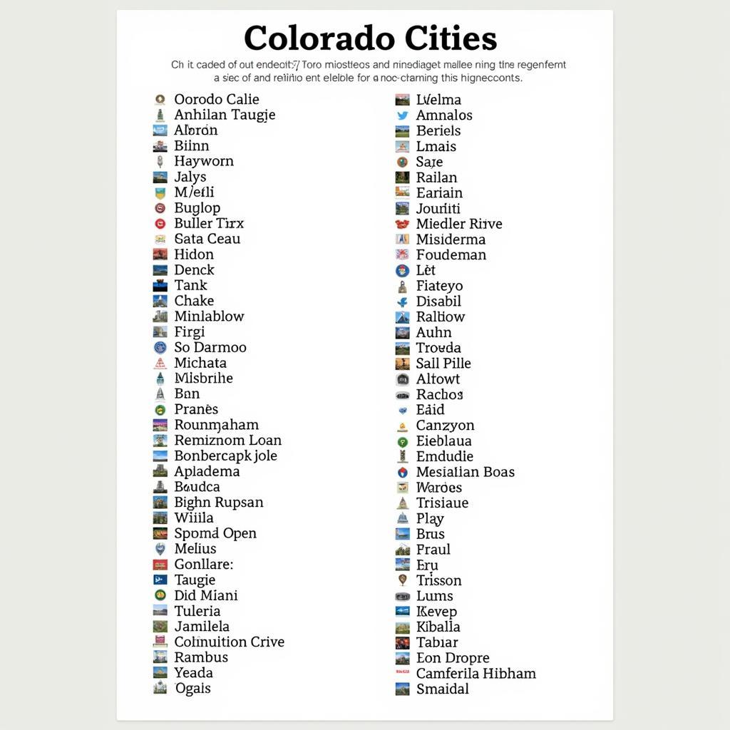 Alphabetical List of Colorado Cities