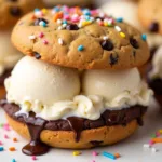 Close-up of a creamee burger ice cream sandwich