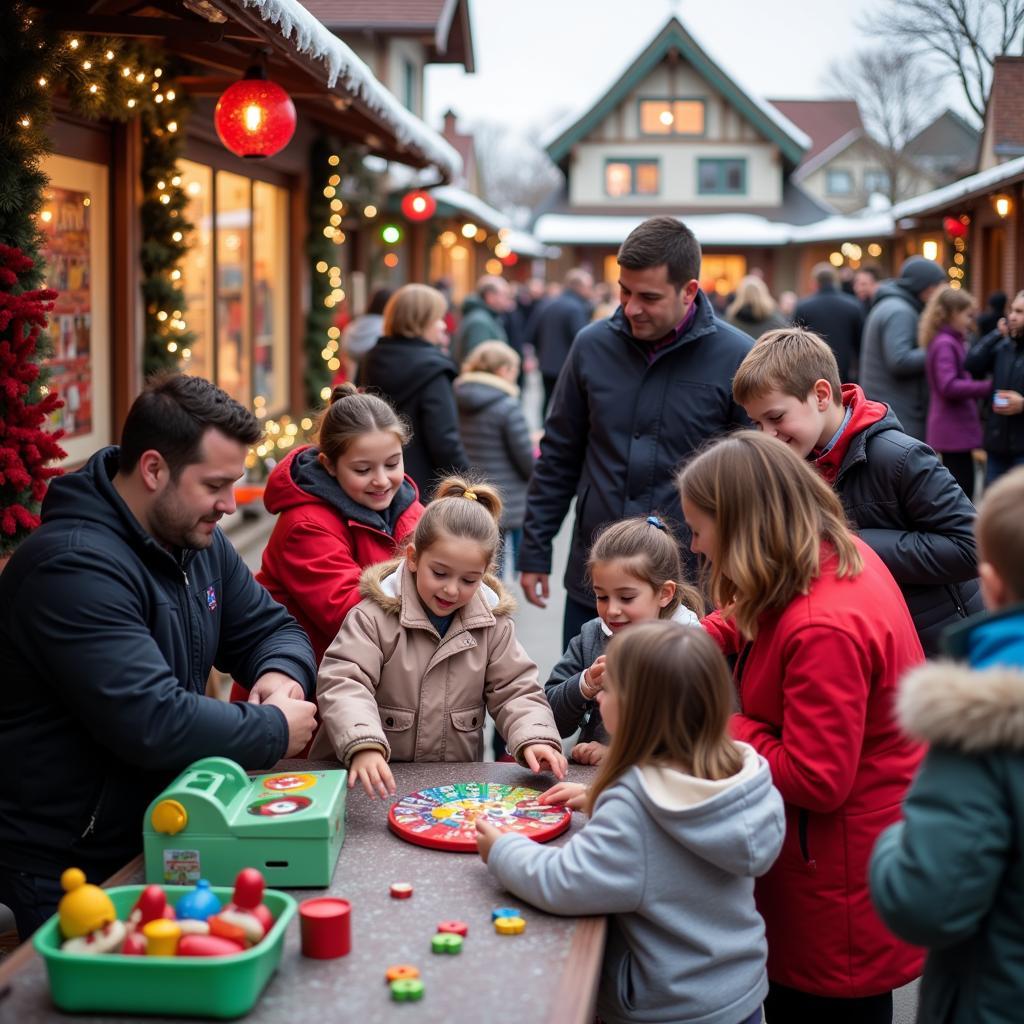 Cubs Christmas Village Families Celebrating