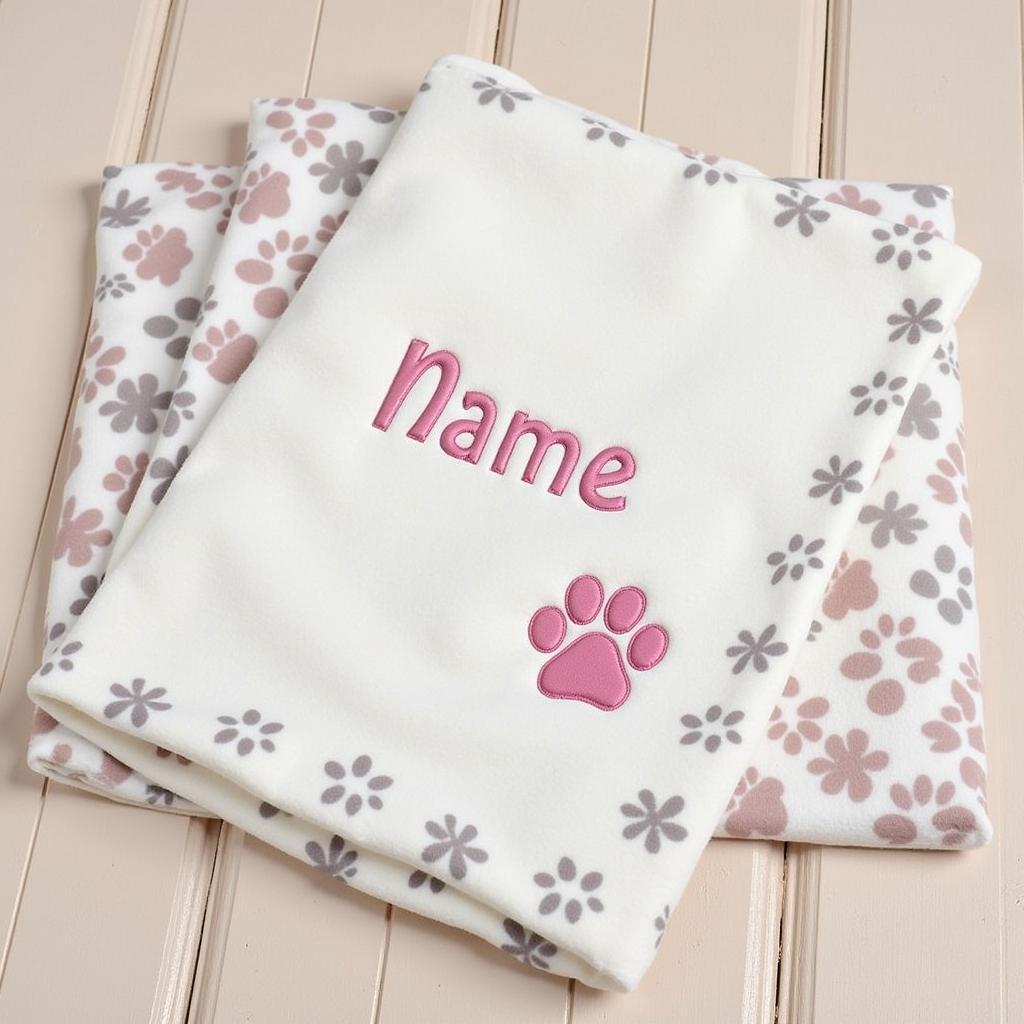 Custom Pet Memorial Blanket with Paw Prints and Pet's Name