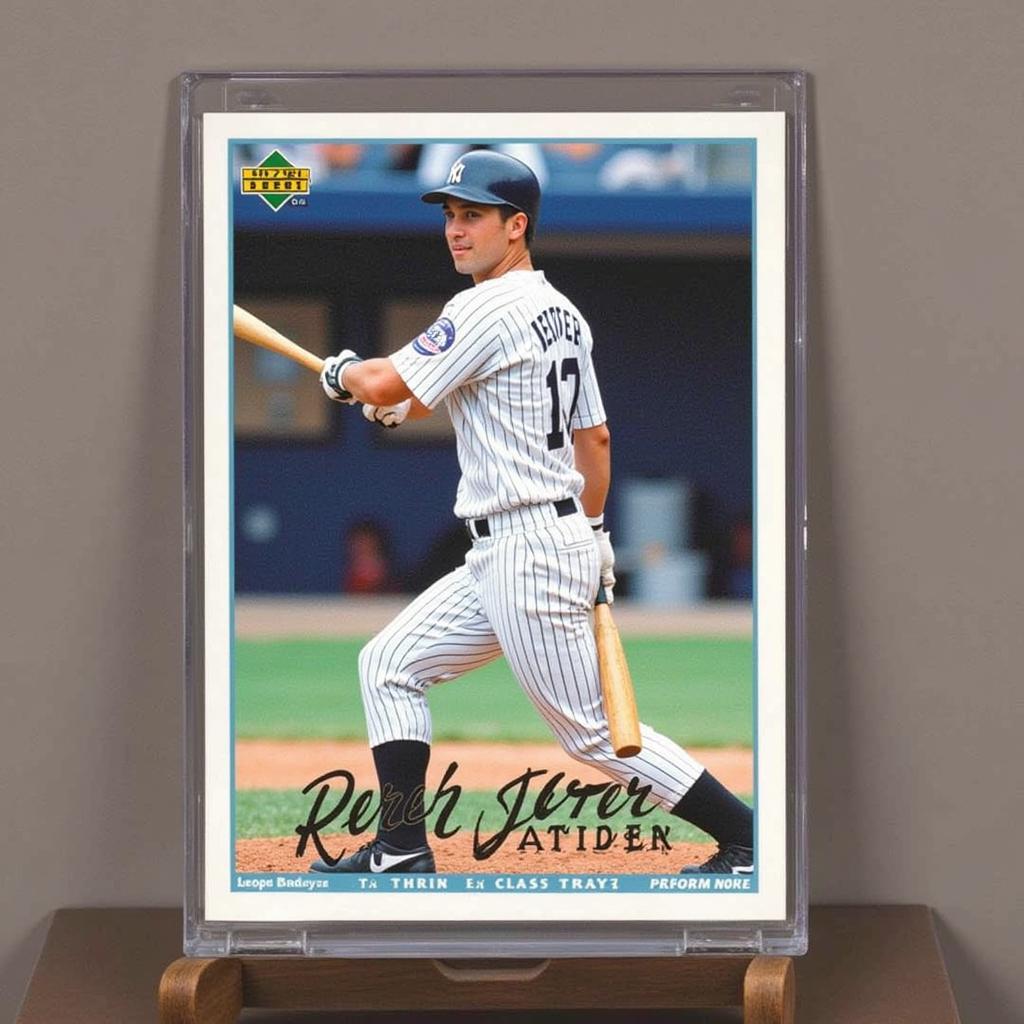 Derek Jeter's iconic 1994 Upper Deck rookie card showcasing the young shortstop in his Yankees uniform.