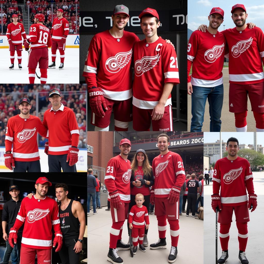 Fans Sporting Retro Detroit Red Wings Jerseys