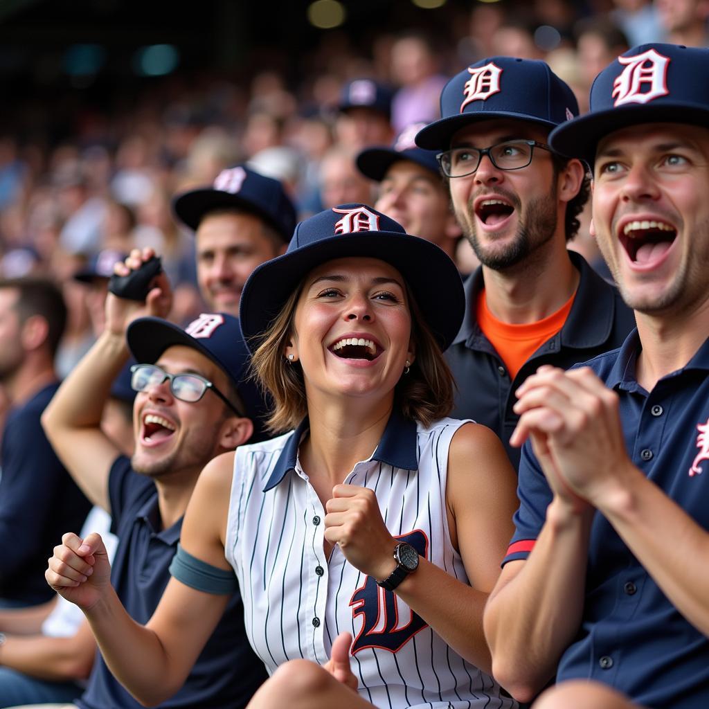 Detroit Tigers Fans Celebrating with July 4th Hats