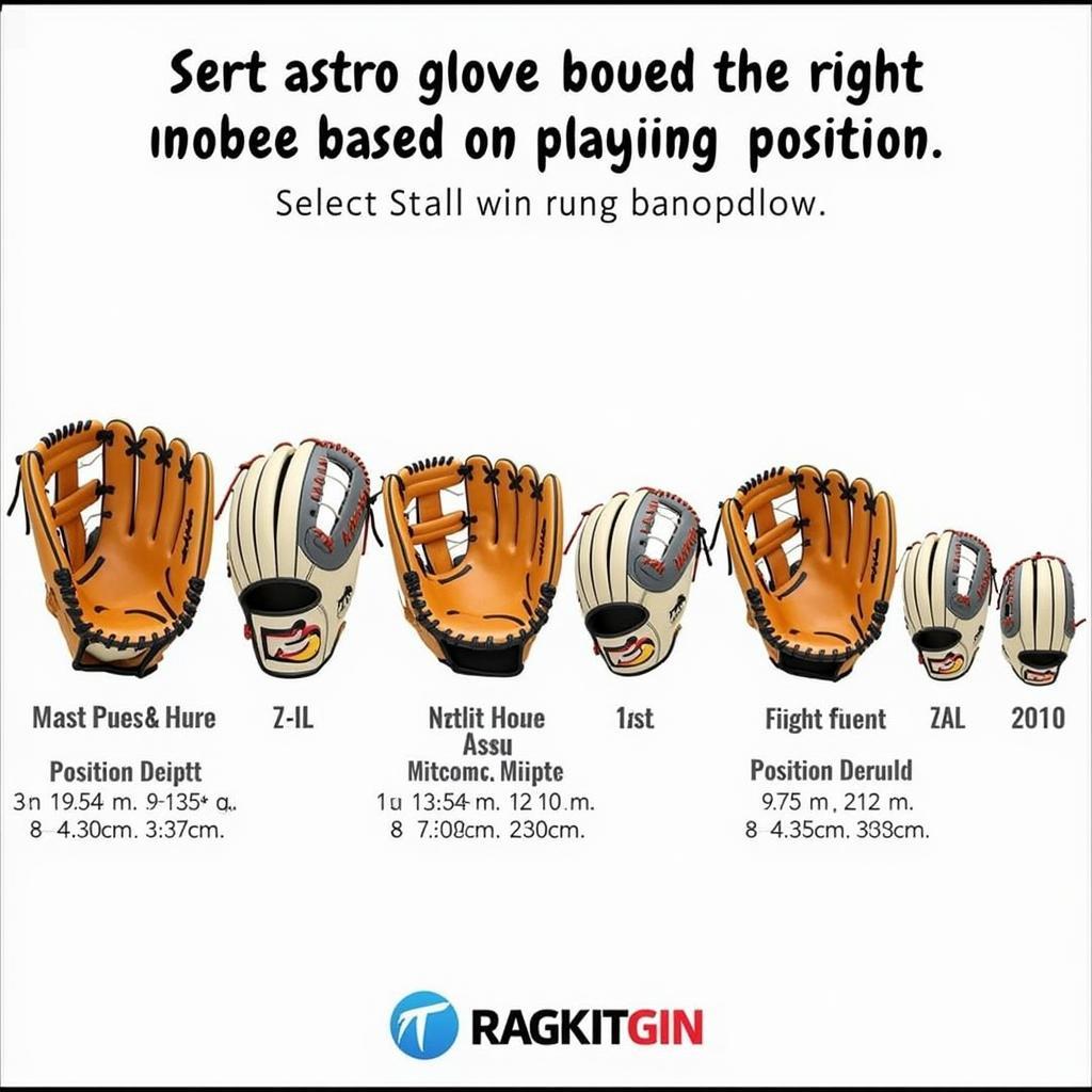 Various sizes of astro gloves for different positions