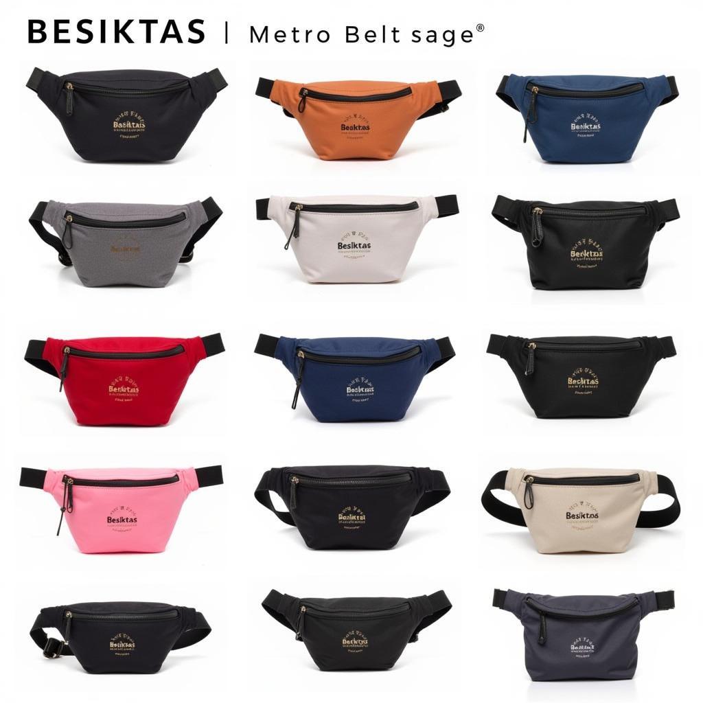 Various styles of Besiktas metro belt bags displayed