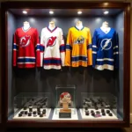 Display Case with Hockey Memorabilia