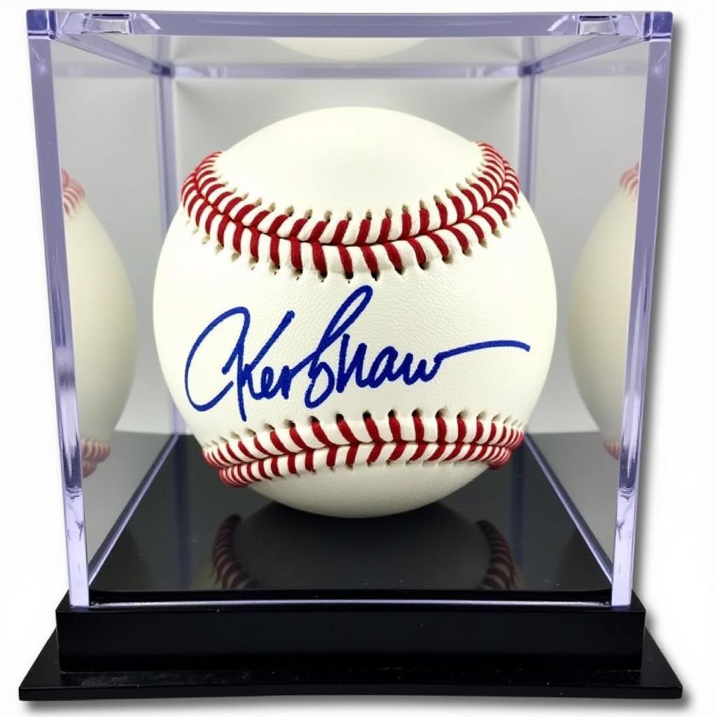 Display Case Kershaw Autographed Baseball