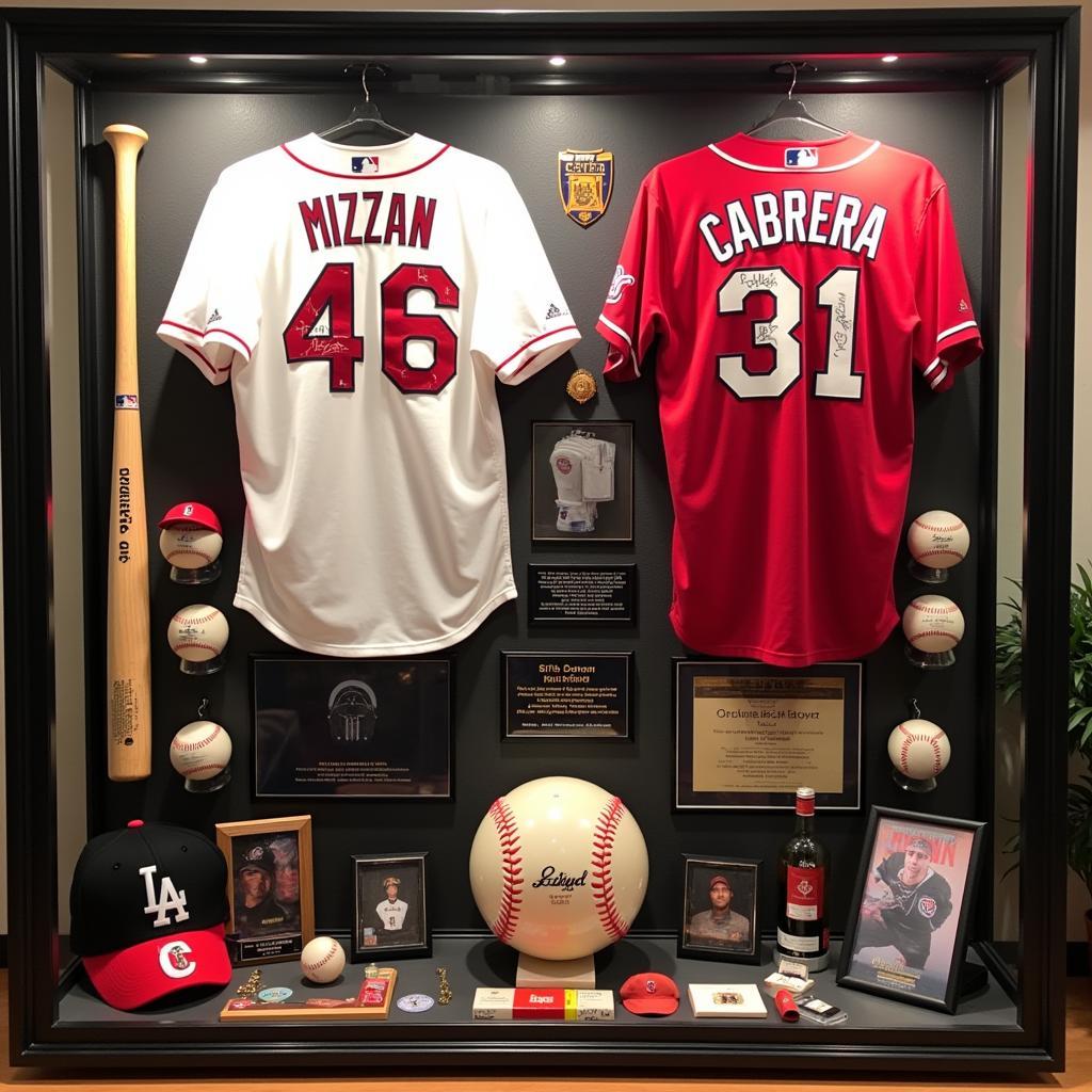 Display Case with Miguel Cabrera Memorabilia