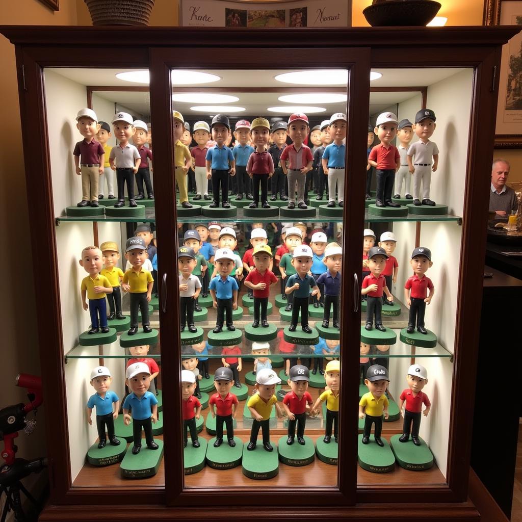 Displaying Golf Bobbleheads in a Display Case