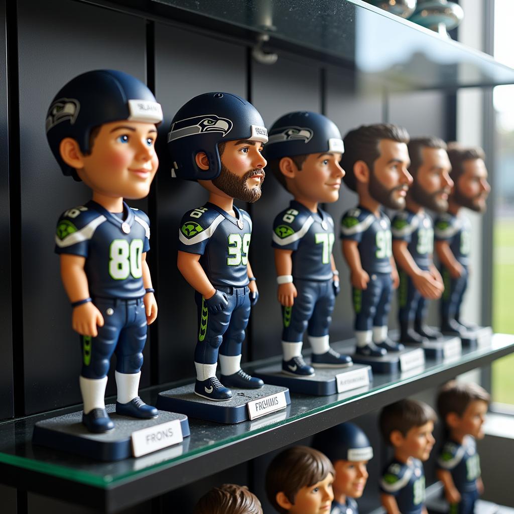 Displaying Seahawks Bobbleheads