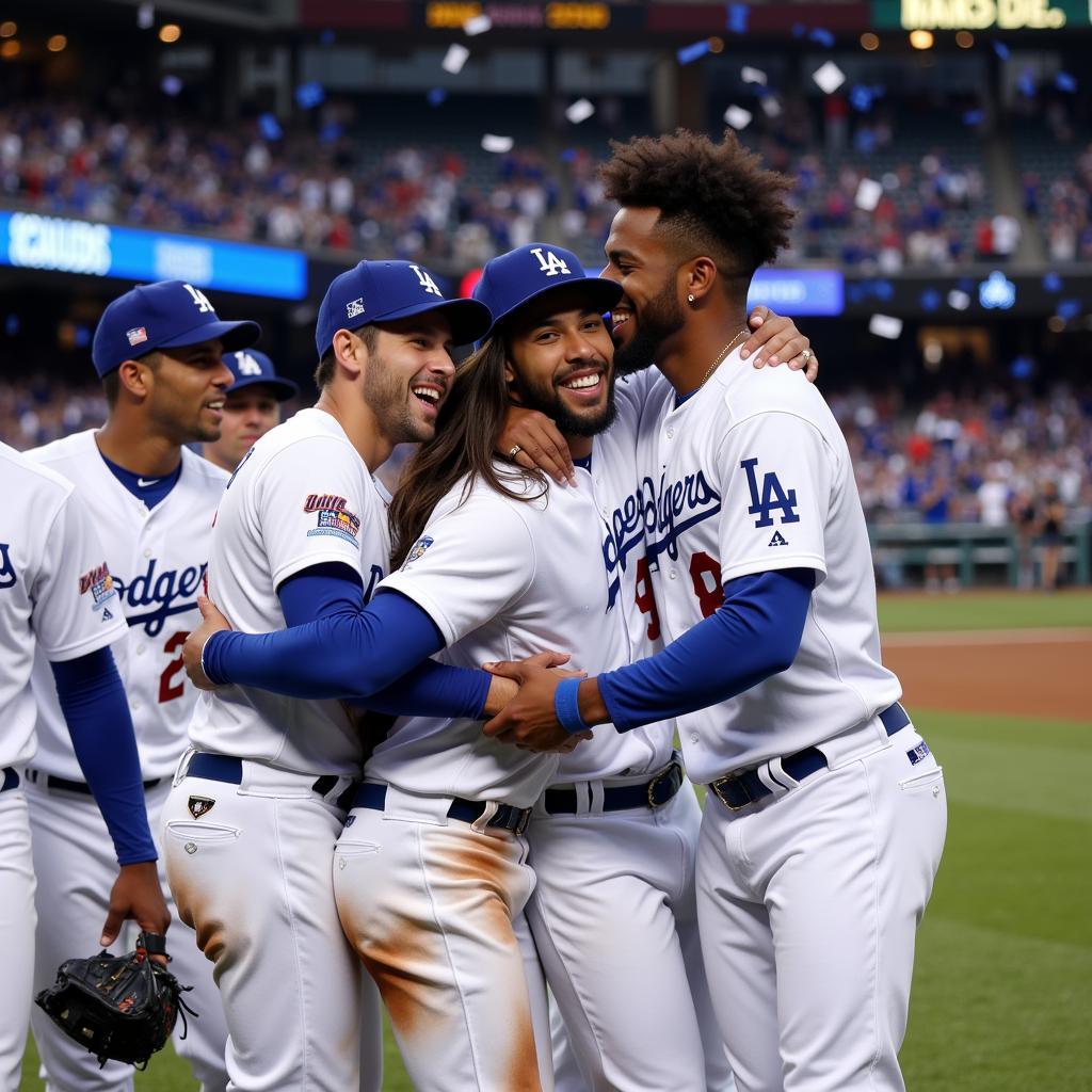 Dodgers Celebrating their 2020 World Series Victory