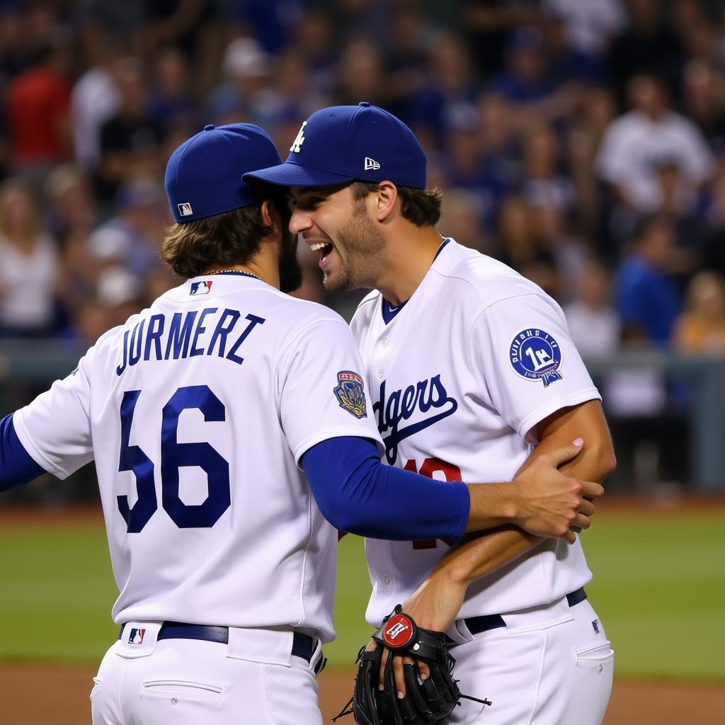 Dodgers Pen Celebrates a Win