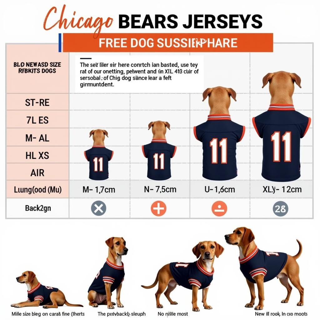 Dog Chicago Bears Jersey: Size Chart