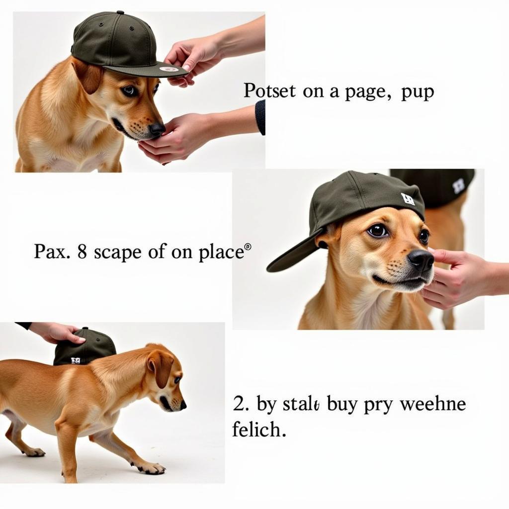 Dog Getting Used to Wearing a Baseball Cap